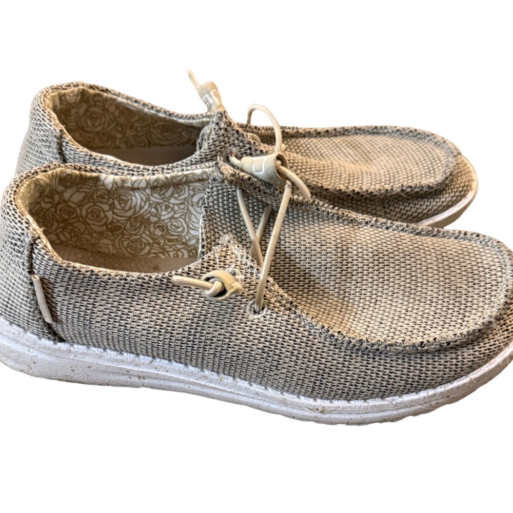 Hey Dude Wendy Light Gray & Tan Slip-On Loafers